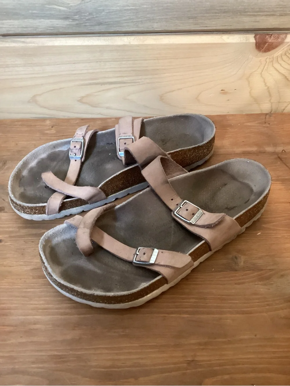 Birkenstock Taupe Leather Adjustable Strap Sandals - Picture 1 of 4